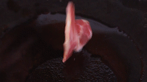 鍋中倒入橄欖油燒熱，放入淡火腿小火煸炒至打卷狀態(tài)。